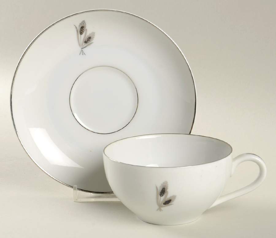 Gold Wheat Flat Cup & Saucer Set by Fukagawa-1