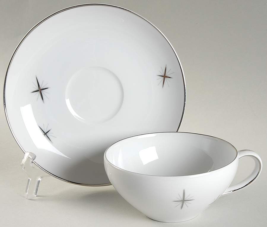 Cross Star Flat Cup & Saucer Set by Fukagawa-1
