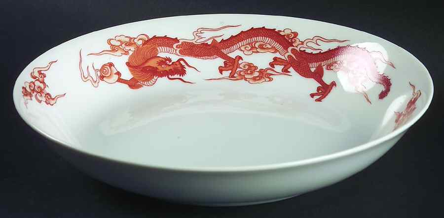 Dragon Red Coupe Soup Bowl by Tiffany-1