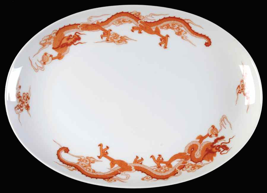 Dragon Red 12" Oval Serving Platter by Tiffany-1