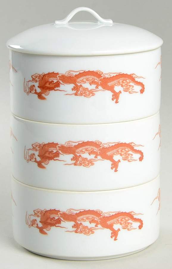 Dragon Red (4 Piece) Small Stack Set (3 Small Bowls & Lid) by Tiffany-1