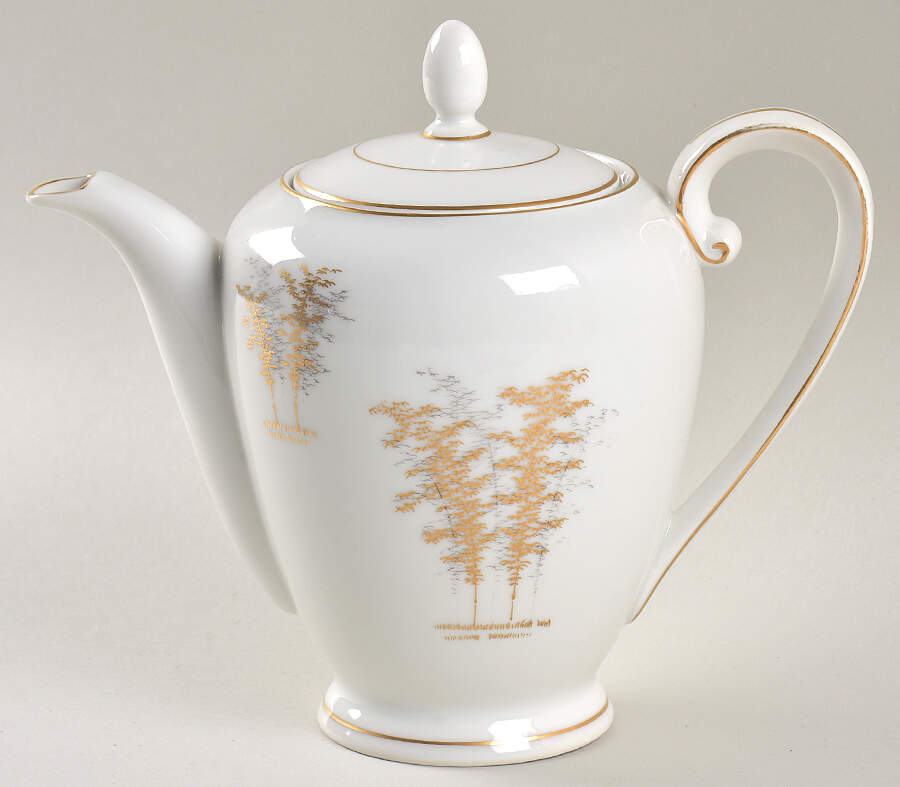 Gold Bamboo Mini Coffee Pot & Lid by Fukagawa-1
