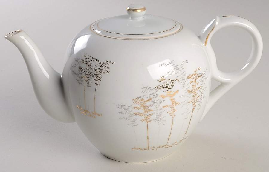 Gold Bamboo Teapot & Lid by Fukagawa-1