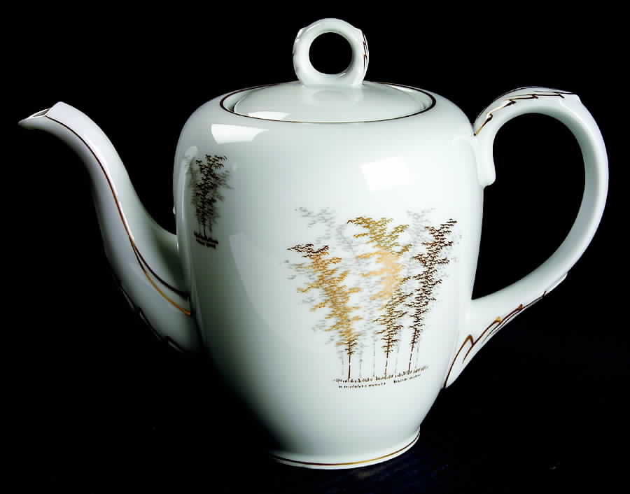 Gold Bamboo Coffee Pot & Lid by Fukagawa-1