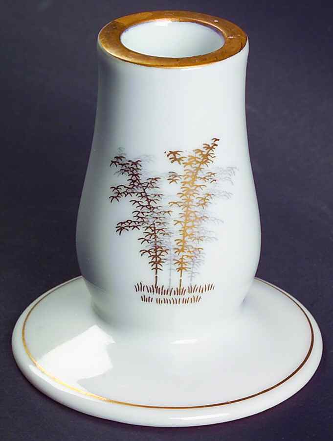 Gold Bamboo 3" Candlestick by Fukagawa-1