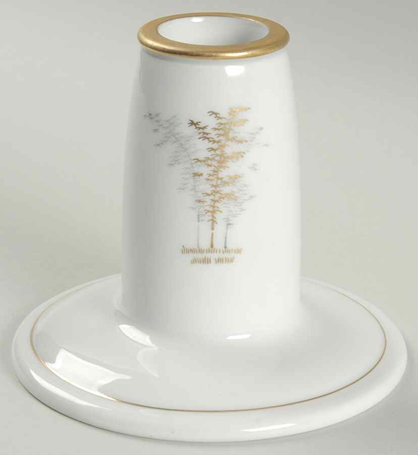 Gold Bamboo 3" Candlestick by Fukagawa-1