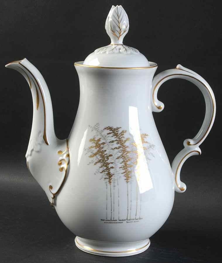 Gold Bamboo Coffee Pot & Lid by Fukagawa-1