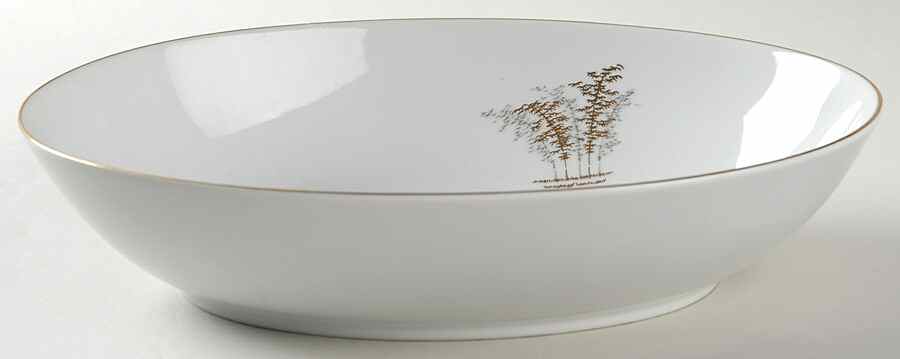Gold Bamboo 10" Oval Vegetable Bowl by Fukagawa-1
