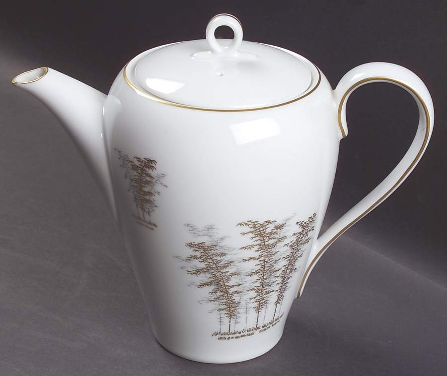 Gold Bamboo Small Coffee Pot & Lid by Fukagawa-1