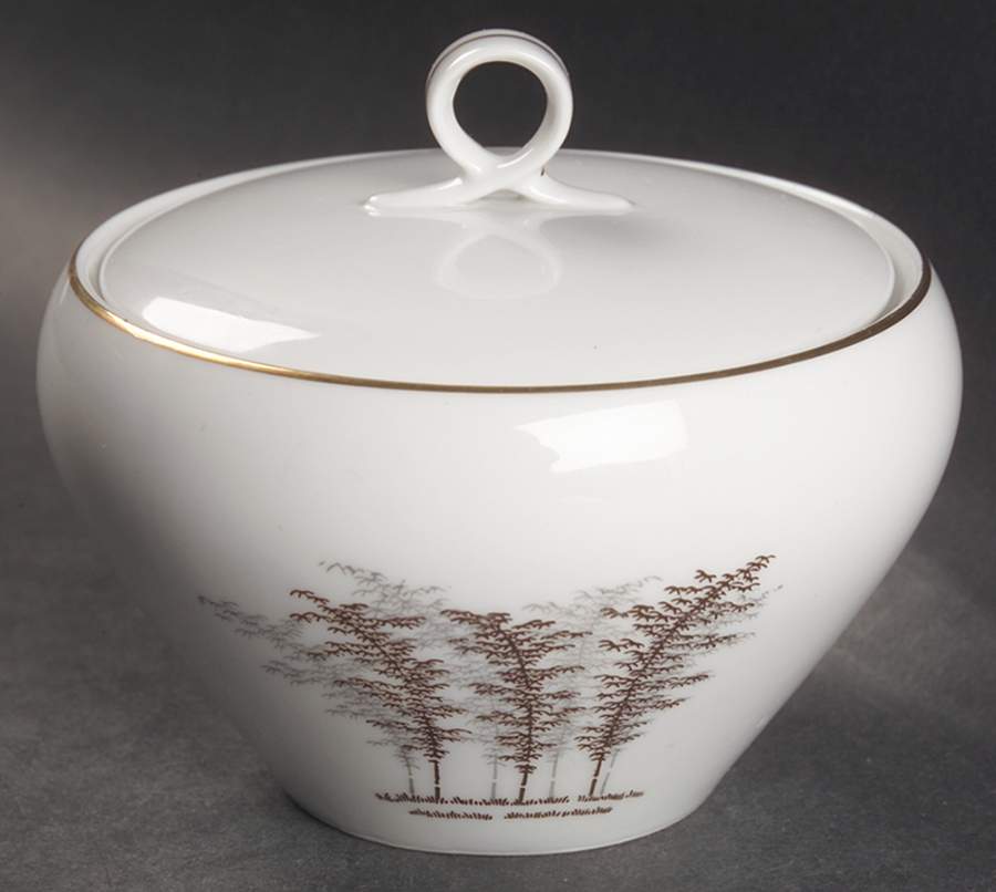 Gold Bamboo Sugar Bowl & Lid by Fukagawa-1
