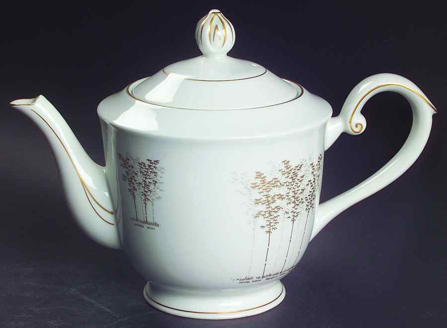 Gold Bamboo Teapot & Lid by Fukagawa-1