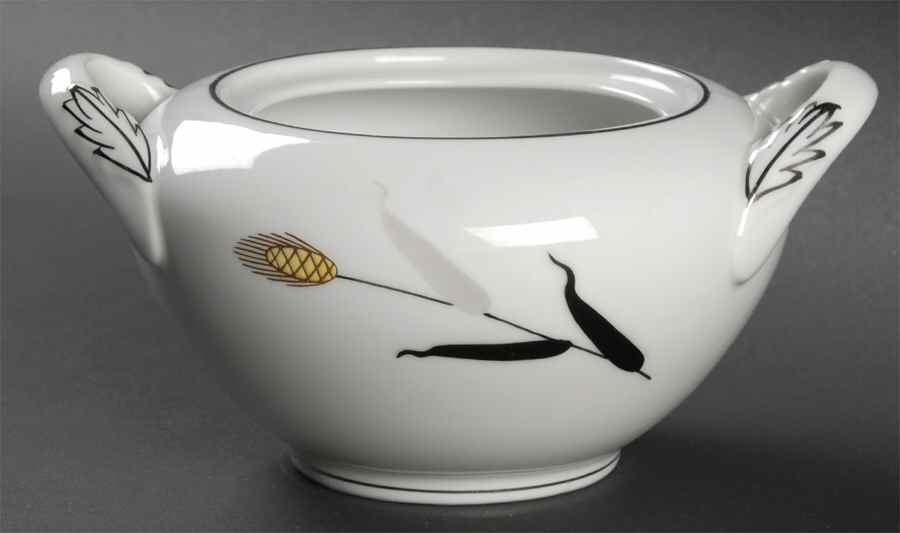 Gold Wave Sugar Bowl No Lid by Fukagawa-1