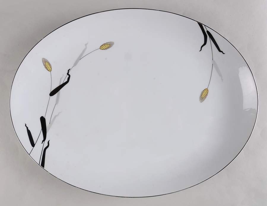 Gold Wave 16" Oval Serving Platter by Fukagawa-1