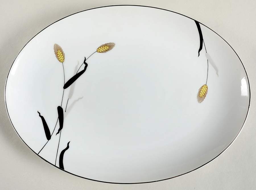 Gold Wave 12" Oval Serving Platter by Fukagawa-1
