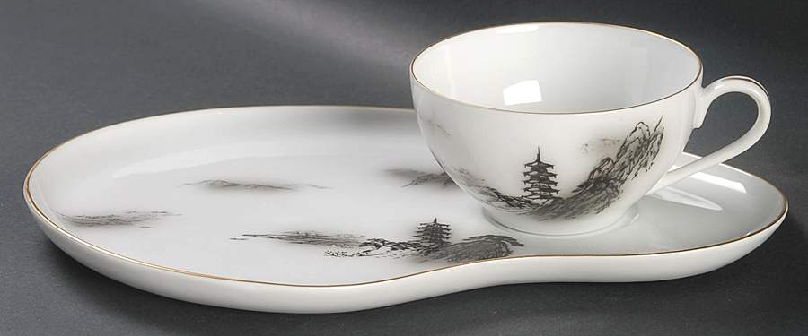 Landscape Snack Plate & Cup Set by Fukagawa-1
