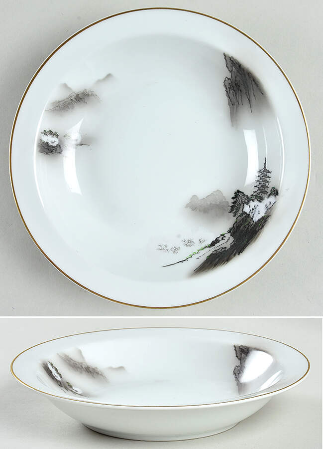 Landscape Rim Soup Bowl by Fukagawa-1