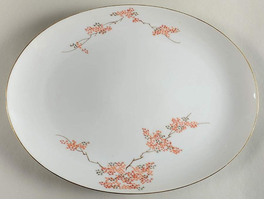 Maple (Coupe) 14" Oval Serving Platter by Fukagawa-1