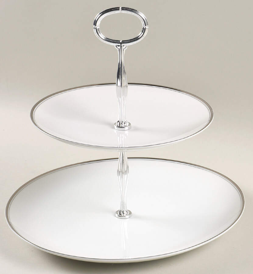 Platinum 6 5/8"-10"  2 Tiered Serving Tray (Dp, Sp) HC by Fukagawa-1
