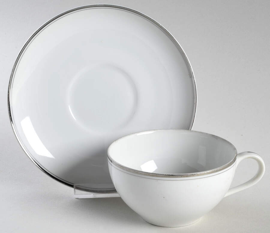 Platinum Flat Cup & Saucer Set by Fukagawa-1