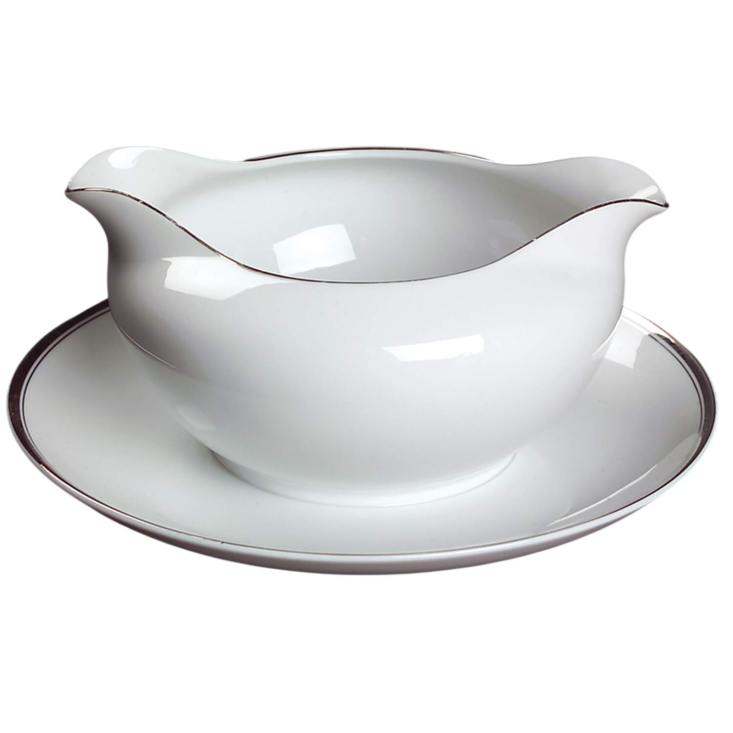 Platinum Gravy Boat with Attached Underplate by Fukagawa-1