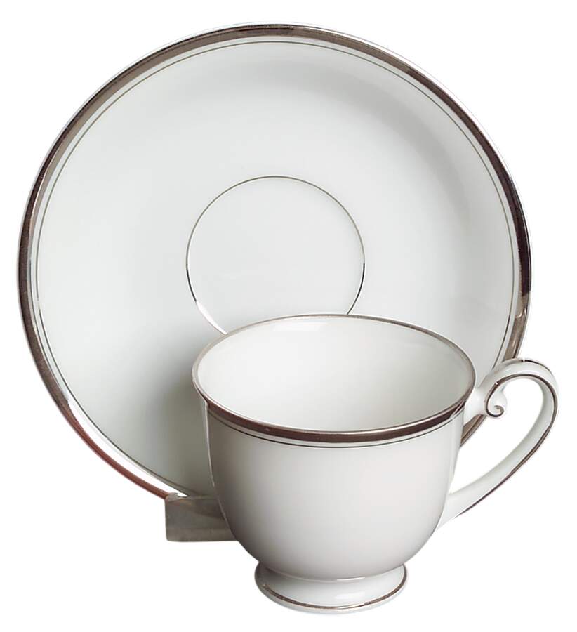 Platinum Footed Demitasse Cup & Saucer Set by Fukagawa-1