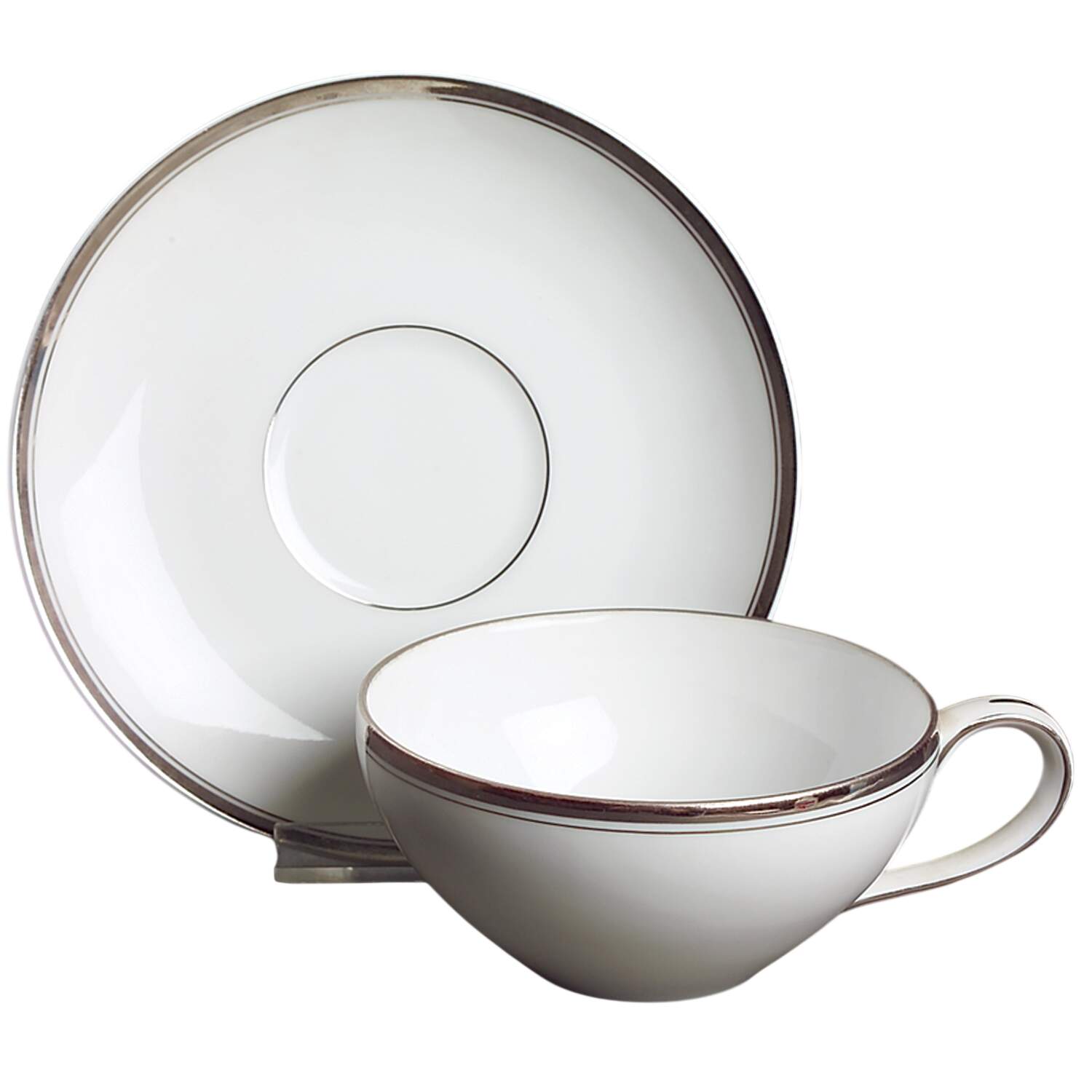 Platinum Flat Cup & Saucer Set by Fukagawa-1