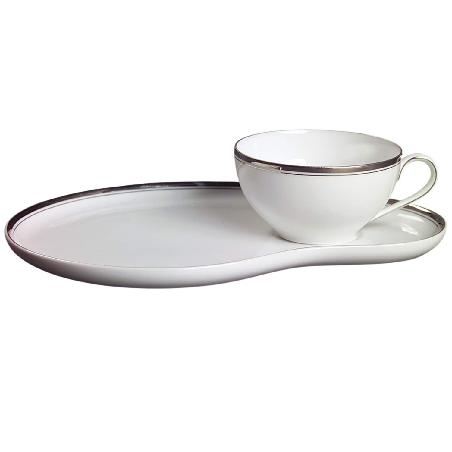 Platinum Snack Plate & Cup Set by Fukagawa-1