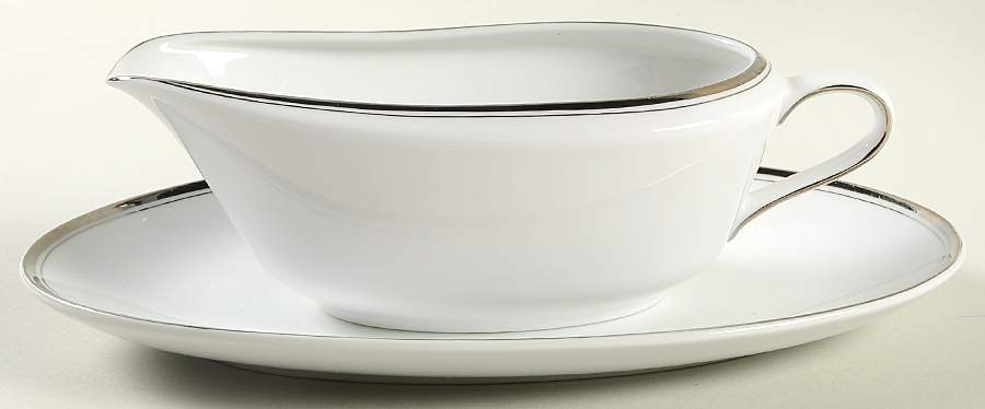 Platinum Gravy Boat & Underplate/Relish by Fukagawa-1