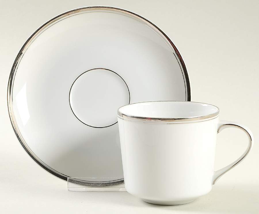 Platinum Flat Cup & Saucer Set by Fukagawa-1