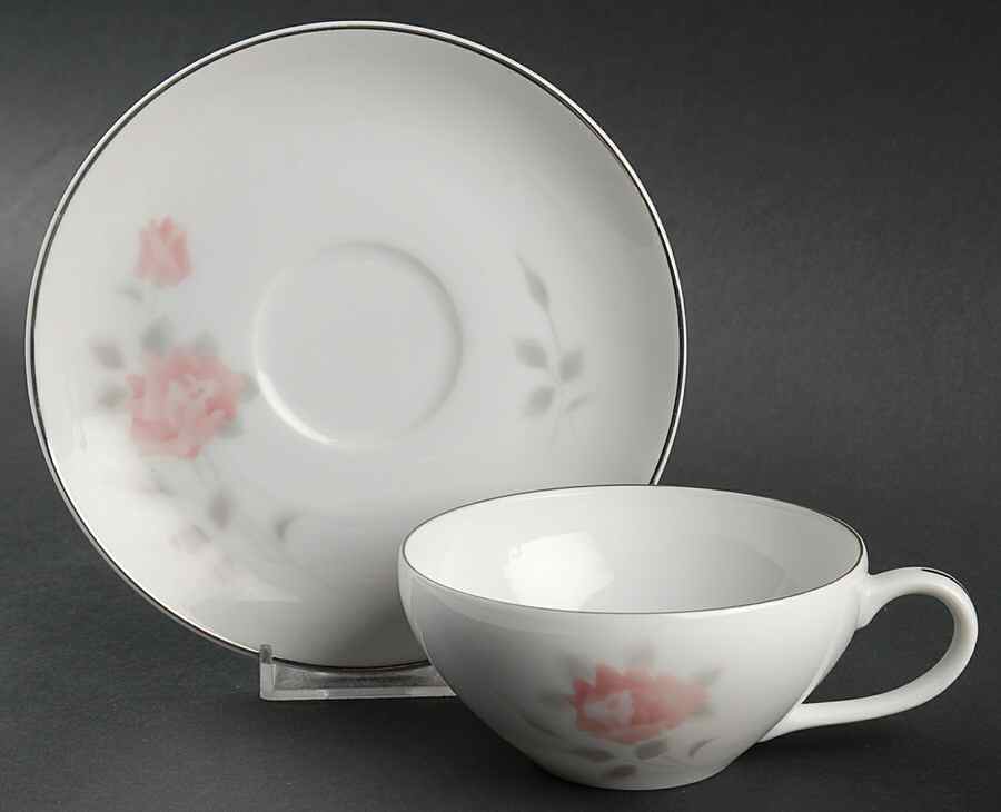 Rosa Flat Cup & Saucer Set by Fukagawa-1