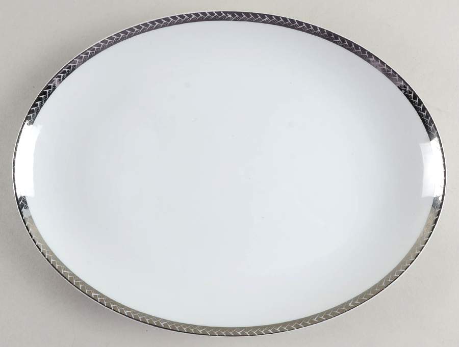 Silver Braid 12" Oval Serving Platter by Fukagawa-1