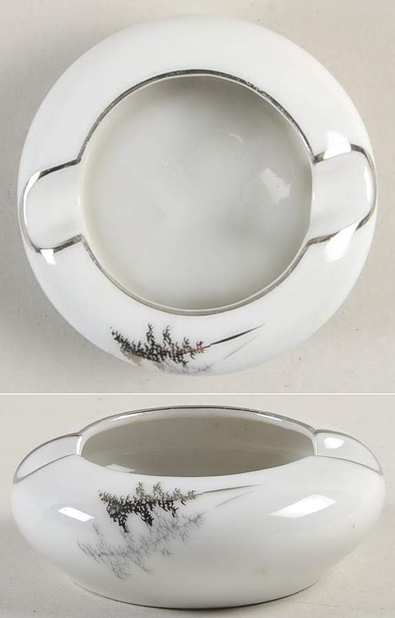 Silver Bamboo (3 Groups of Trees) Small Ashtray by Fukagawa-1