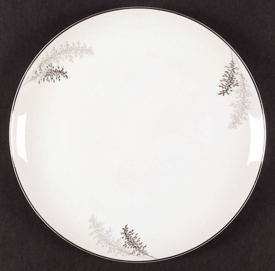 Silver Bamboo (3 Groups of Trees) Dinner Plate by Fukagawa-1