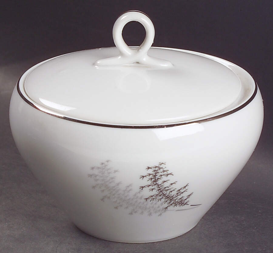 Silver Bamboo (3 Groups of Trees) Sugar Bowl & Lid by Fukagawa-1