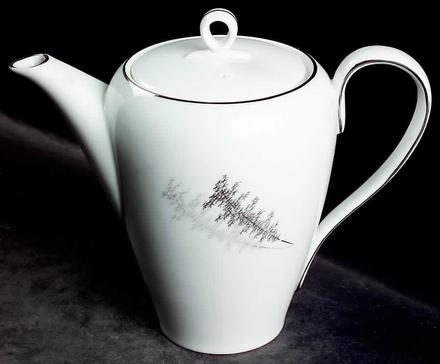 Silver Bamboo (3 Groups of Trees) Teapot & Lid by Fukagawa-1