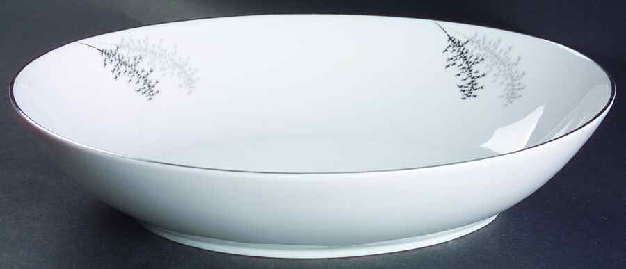 Silver Bamboo (3 Groups of Trees) 10" Oval Vegetable Bowl by Fukagawa-1