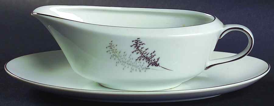 Silver Bamboo (3 Groups of Trees) Gravy Boat & Underplate by Fukagawa-1