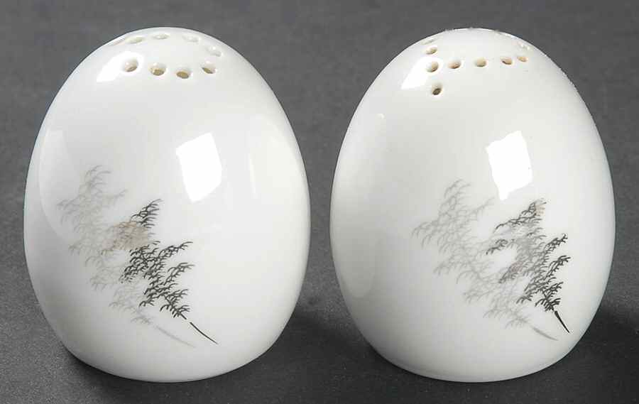 Silver Bamboo (3 Groups of Trees) Salt & Pepper Set by Fukagawa-1
