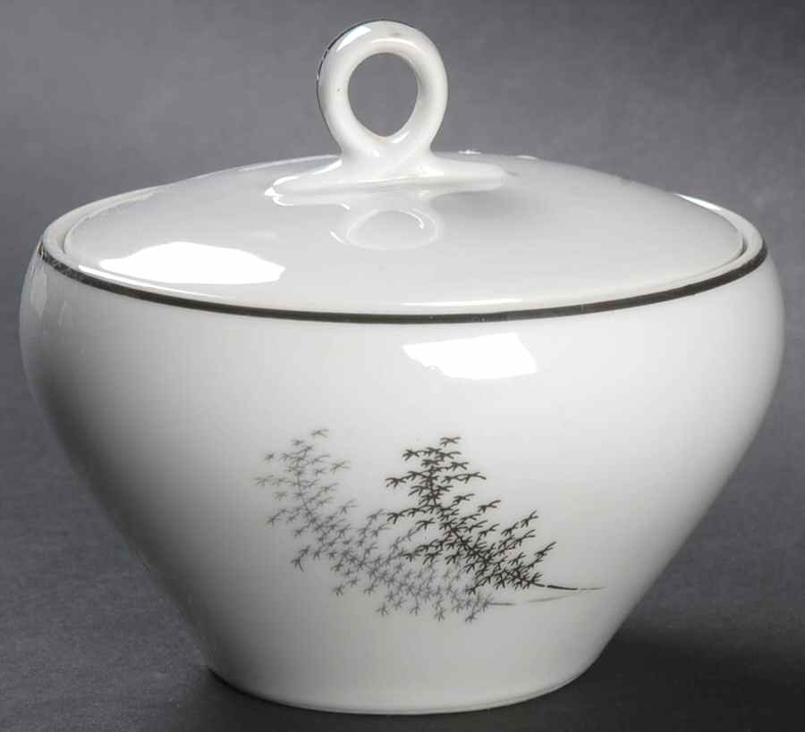 Silver Bamboo (3 Groups of Trees) Sugar Bowl & Lid by Fukagawa-1