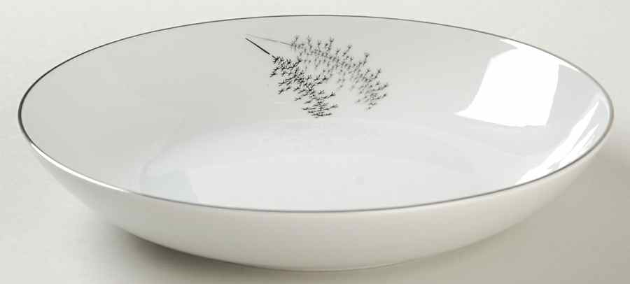 Silver Bamboo (3 Groups of Trees) Coupe Soup Bowl by Fukagawa-1