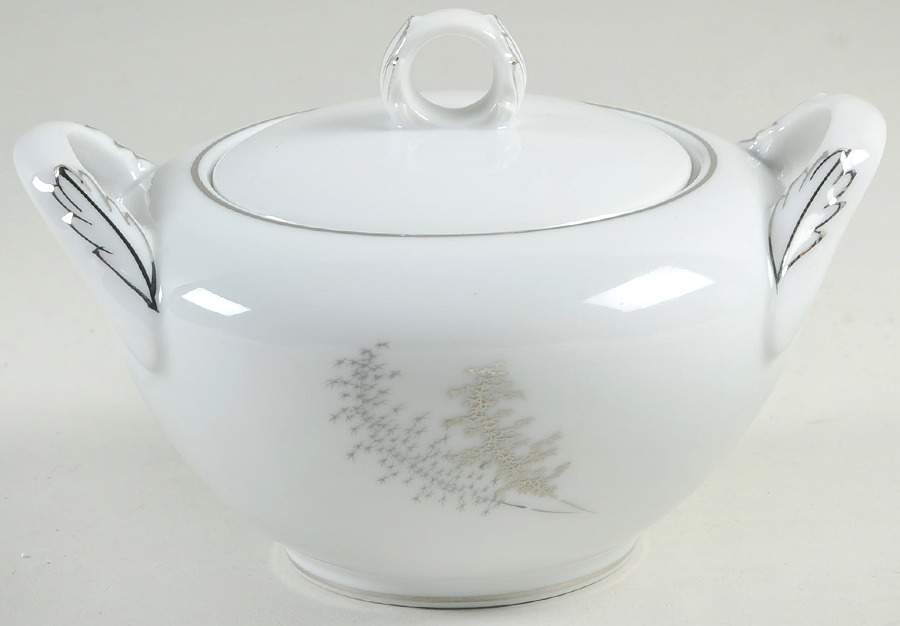 Silver Bamboo (3 Groups of Trees) Sugar Bowl & Lid by Fukagawa-1