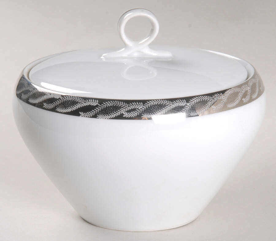 Silver Lichen Sugar Bowl & Lid by Fukagawa-1