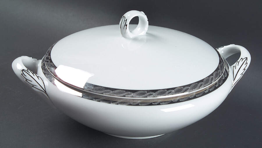 Silver Lichen Round Covered Vegetable by Fukagawa-1