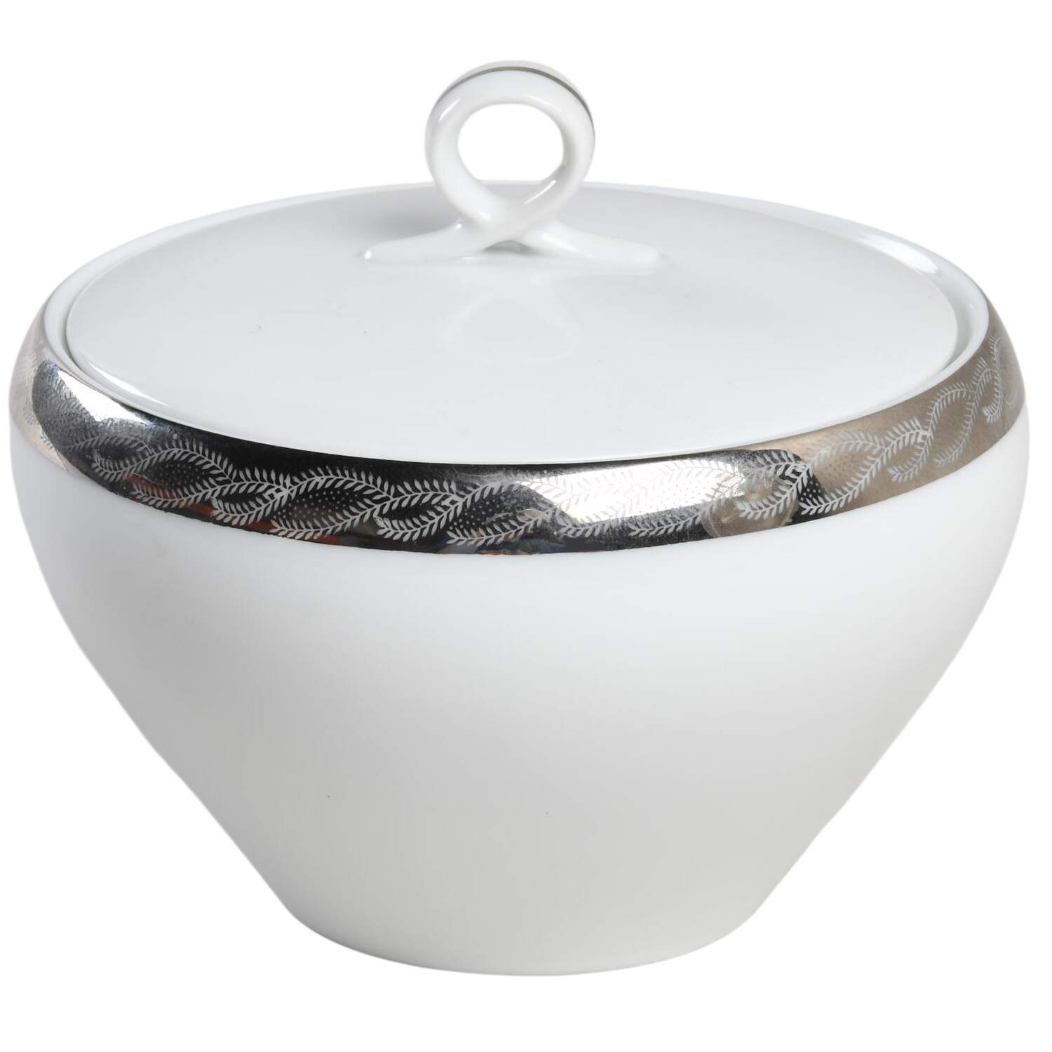 Silver Lichen Sugar Bowl & Lid by Fukagawa-1