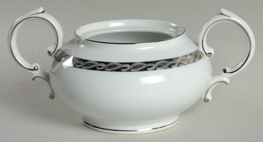 Silver Lichen Sugar Bowl No Lid by Fukagawa-1