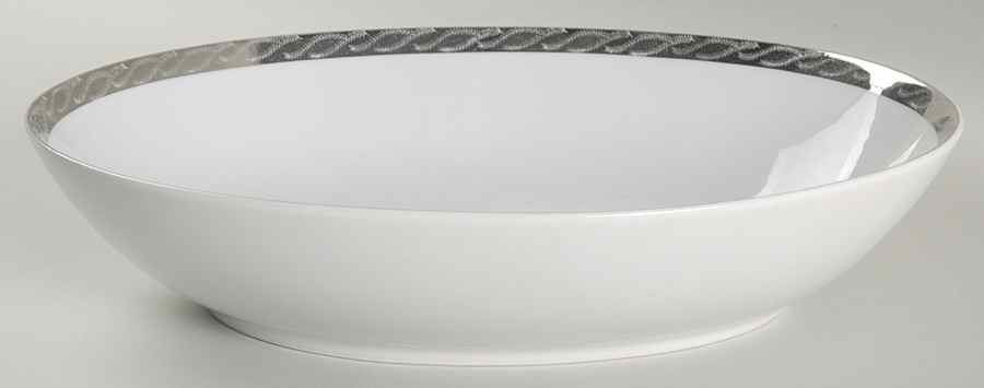 Silver Lichen 10" Oval Vegetable Bowl by Fukagawa-1