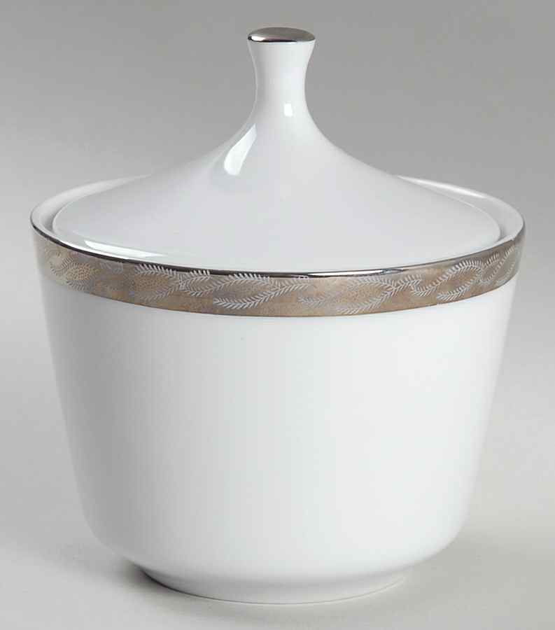 Silver Lichen Sugar Bowl & Lid by Fukagawa-1