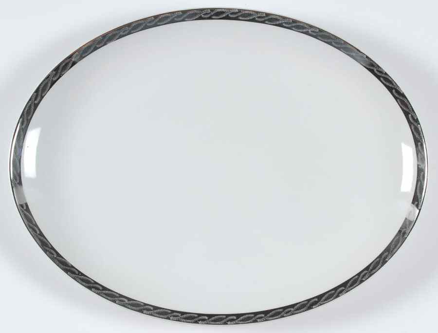 Silver Lichen 12" Oval Serving Platter by Fukagawa-1