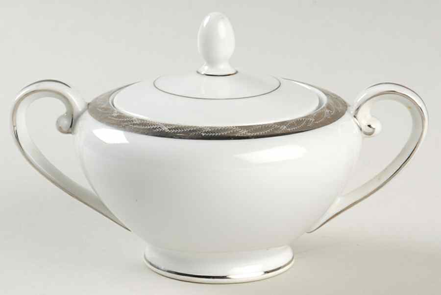 Silver Lichen Mini Sugar Bowl & Lid by Fukagawa-1