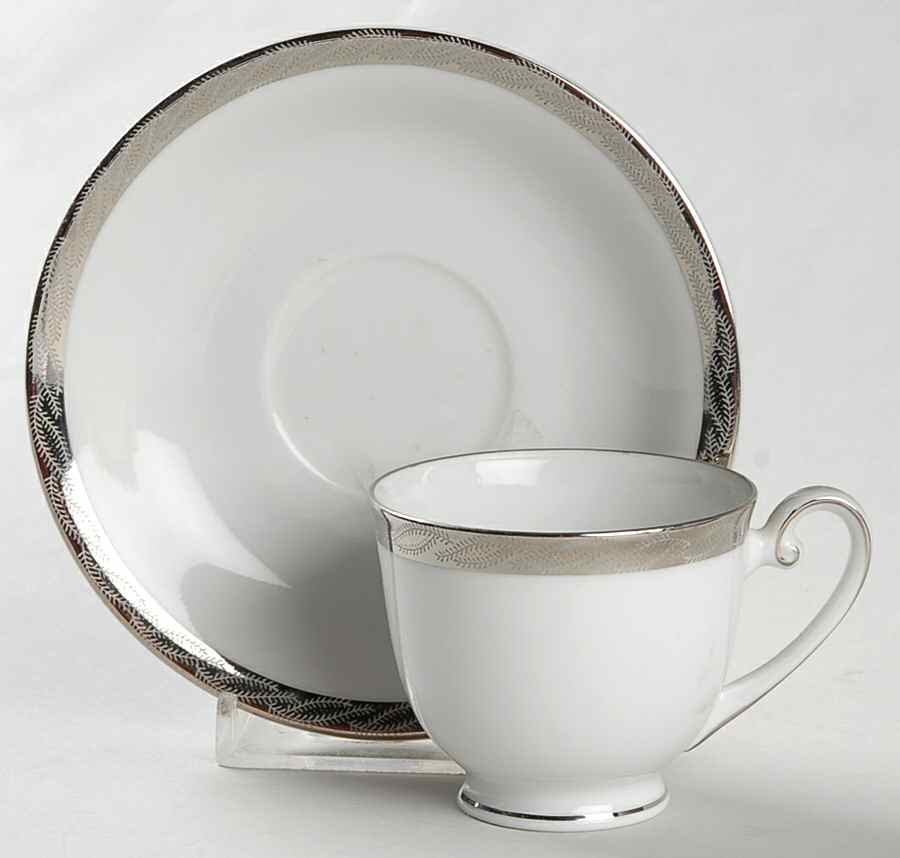 Silver Lichen Footed Demitasse Cup & Saucer Set by Fukagawa-1